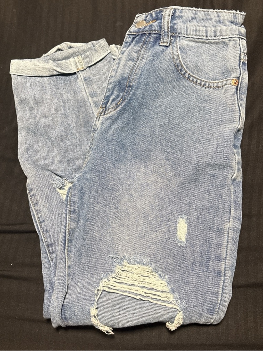 SHEIN Light Blue High-Rise Distressed Women's Jeans